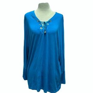 CALVIN  KLEIN Grommet Lace-Up Zippered Cuffs Dolman 3/4 Sleeve L